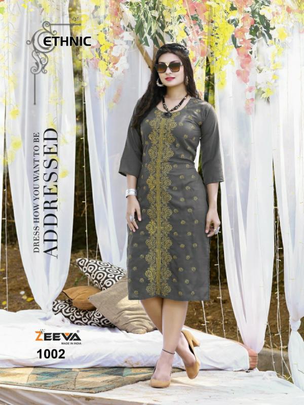 Zeeva Ethnic Rayon Slub Designer Kurti Collection